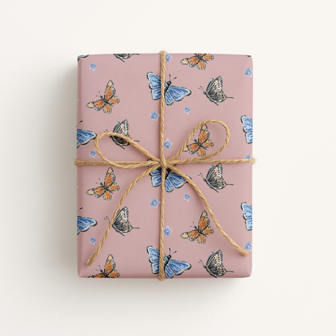 Pink Butterflies Gift Wrap