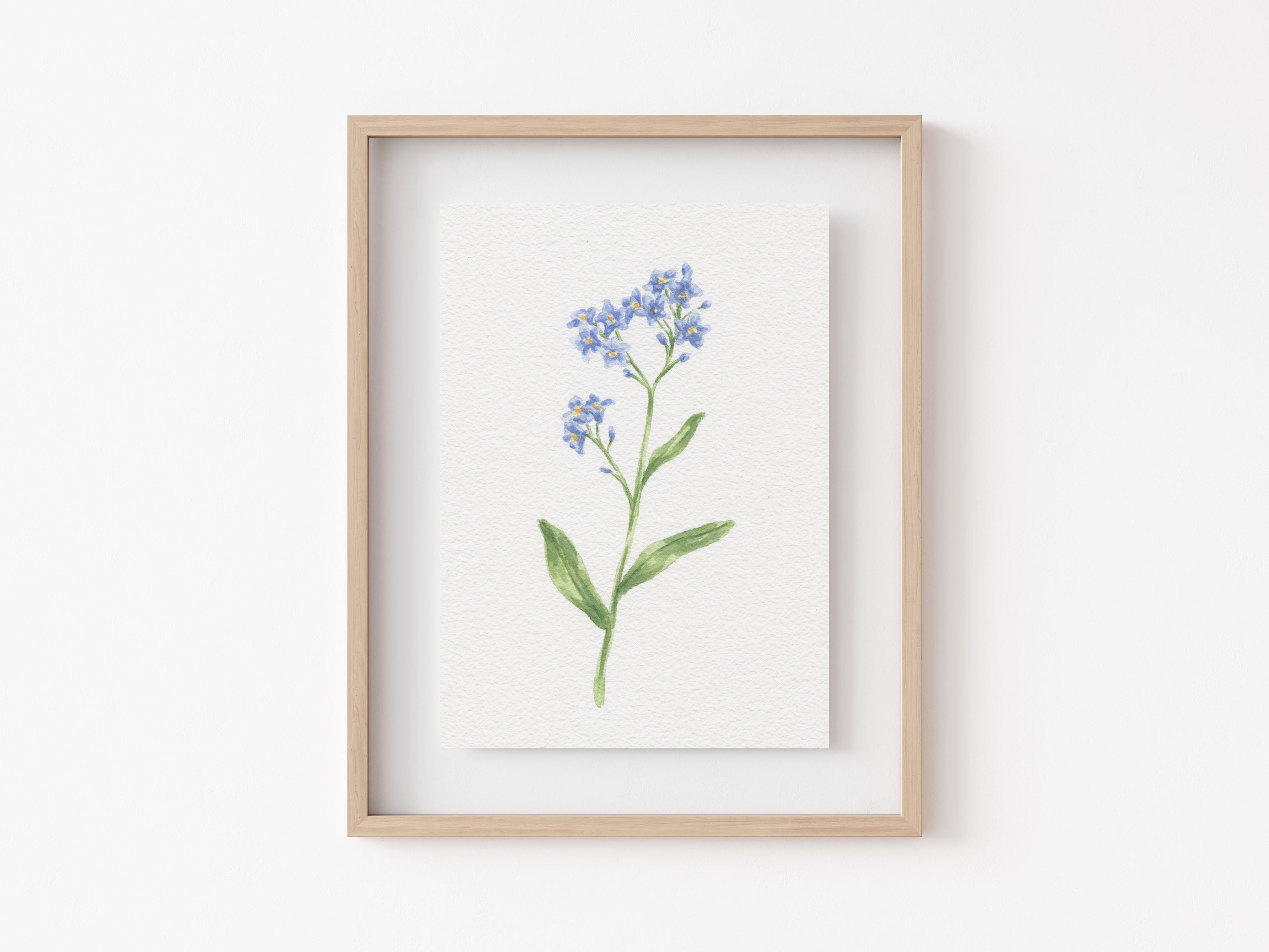 Hand-painted Blue Hydrangea and Forget Me Not Flower Botanical