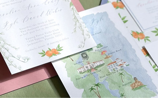 How to Create Invitations for a Destination Wedding: Watercolor Maps