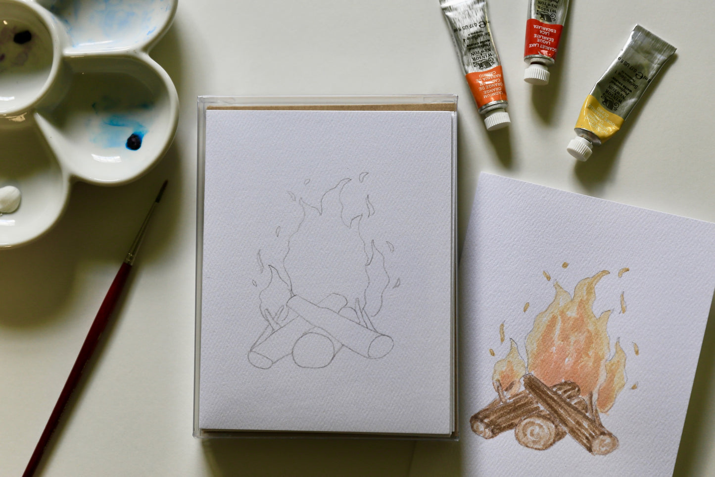 Camping DIY Watercolor Card Kit