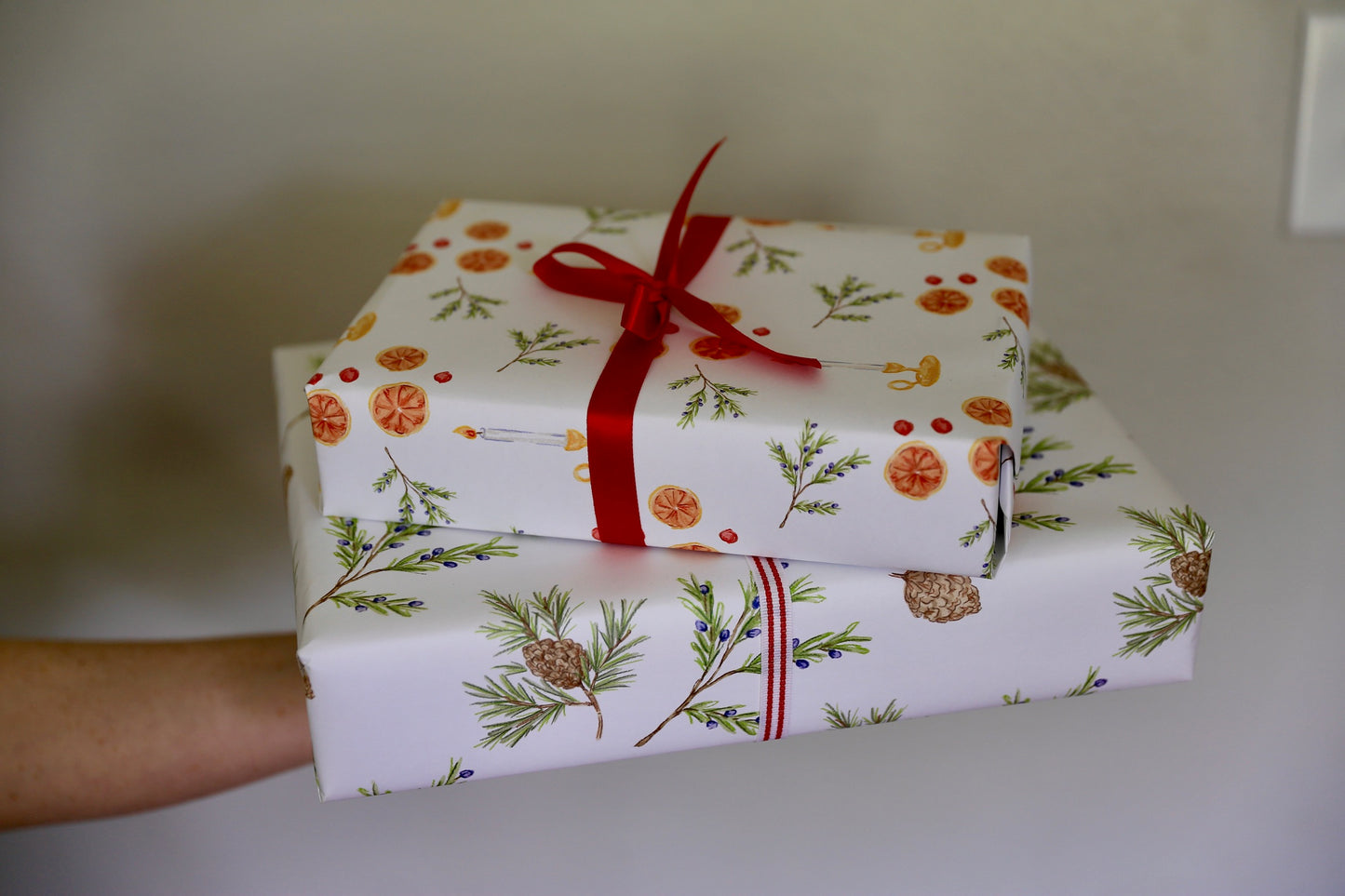 Pine Branch & Winter Berry Gift Wrap