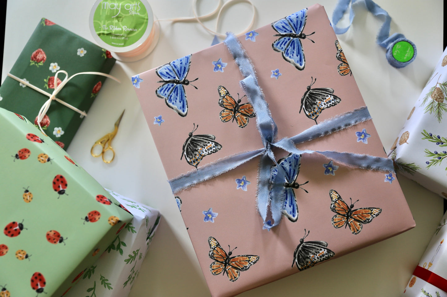 Pink Butterflies Gift Wrap