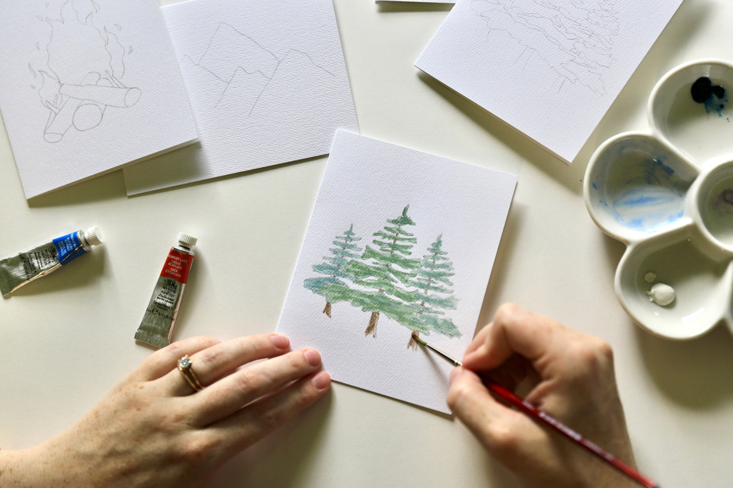 Camping DIY Watercolor Card Kit