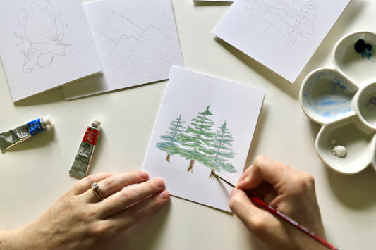 Camping DIY Watercolor Card Kit
