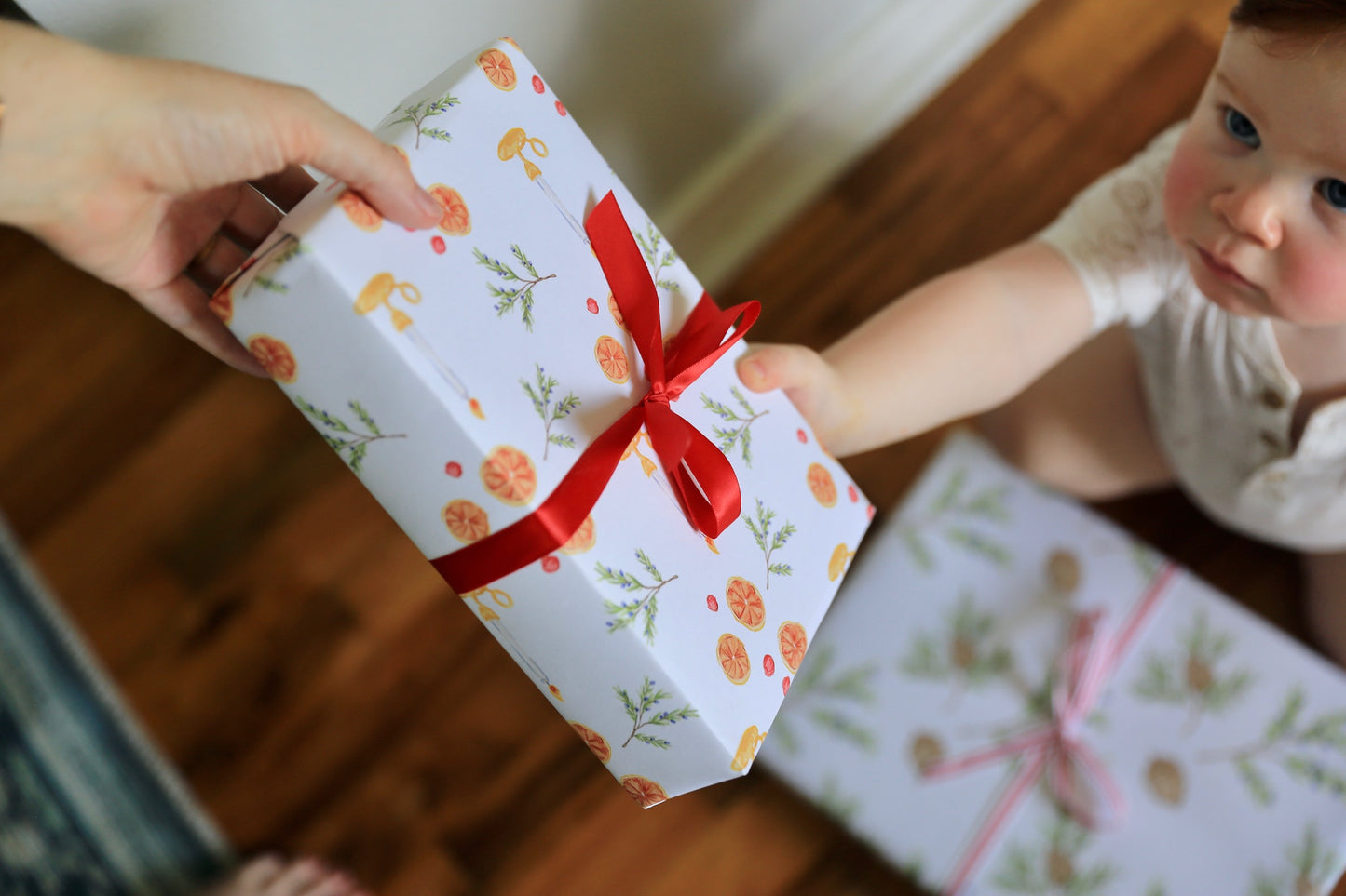 Pine Branch & Winter Berry Gift Wrap