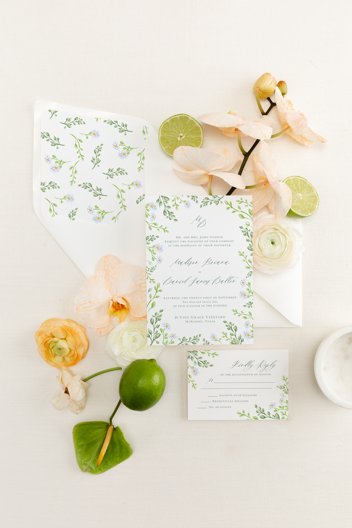 Greenery | Wedding Invitation with RSVP Set