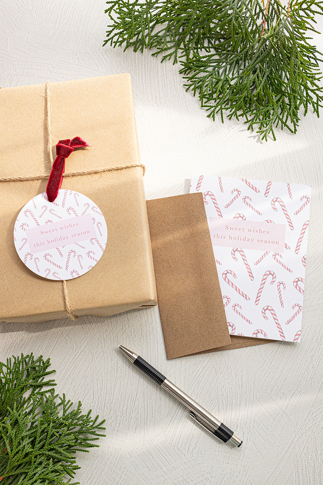 Candy Cane Pattern Sweet Wishes Holiday Luxe Gift Tags