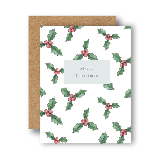 Merry Christmas Holly Greeting Card