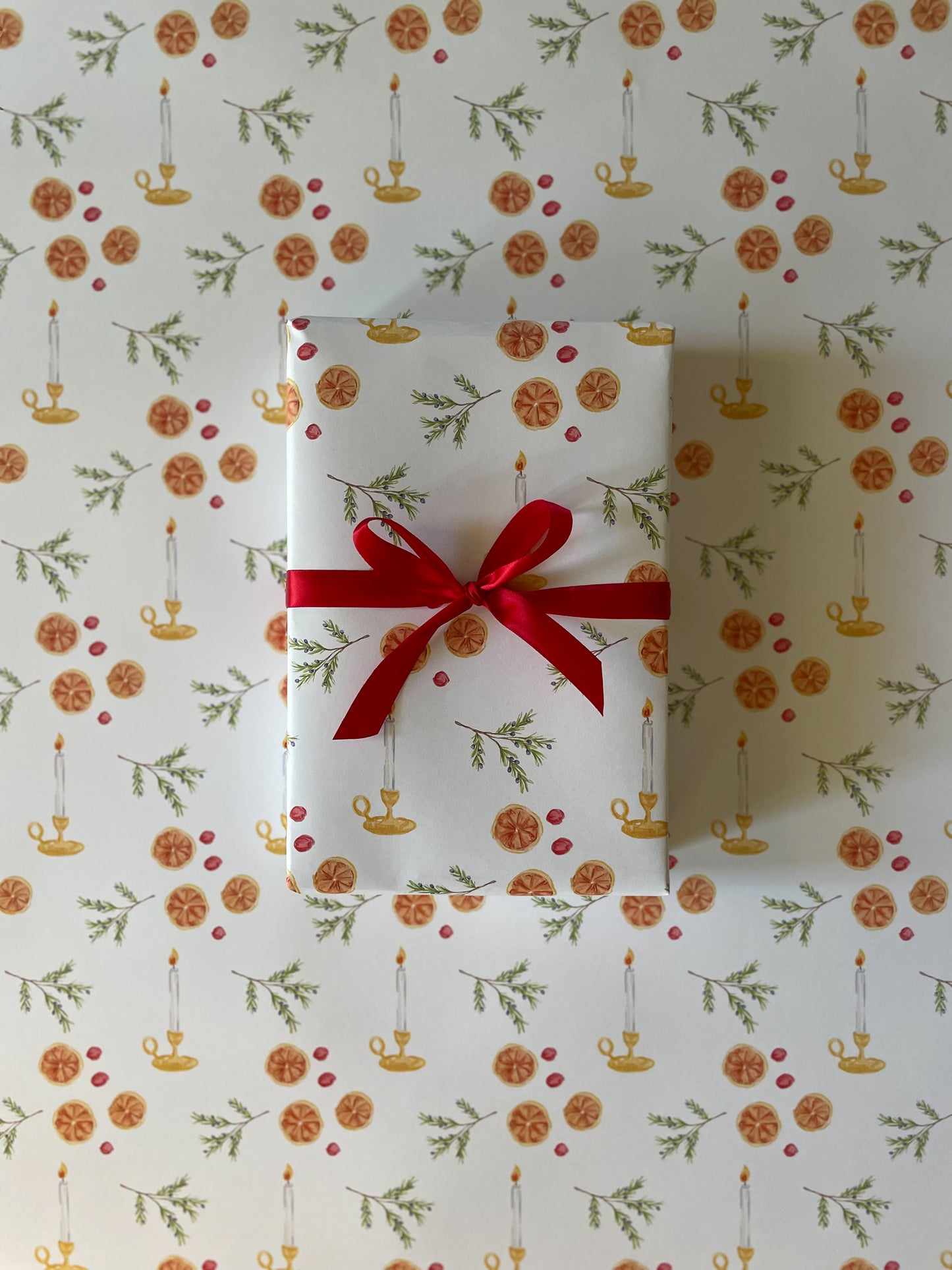 Candle & Garland Christmas Gift Wrap