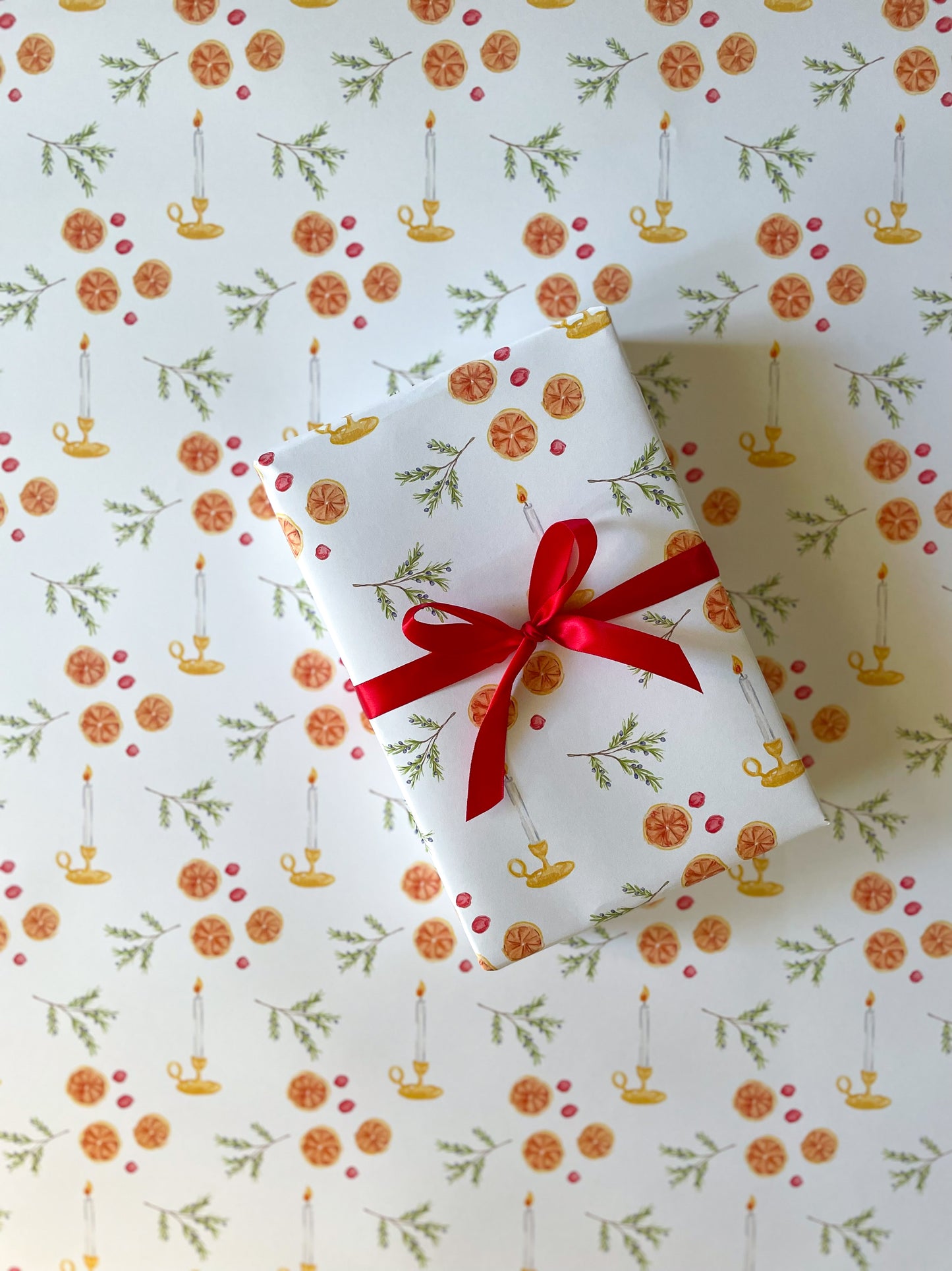 Candle & Garland Christmas Gift Wrap