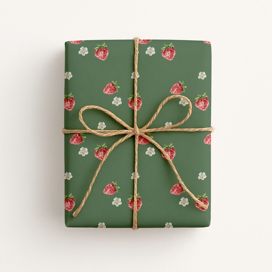 Strawberries and Flowers Gift Wrap