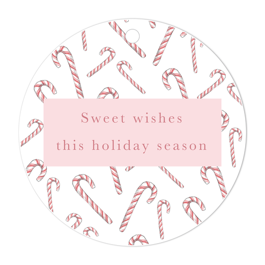 Candy Cane Pattern Sweet Wishes Holiday Gift Tags