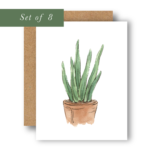Set of 8 Aloe Plant Greeting Cards