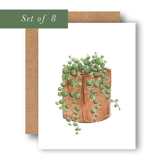 Set of 8 String of Pearls Greeting Cards
