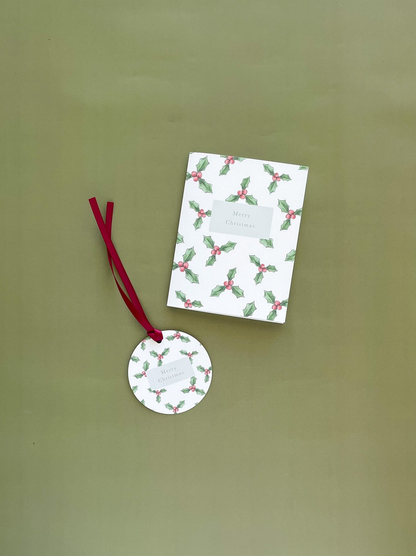 Merry Christmas Holly Greeting Card
