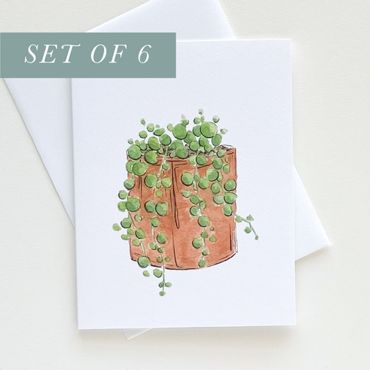 Set of 6 String of Pearls Greeting Cards